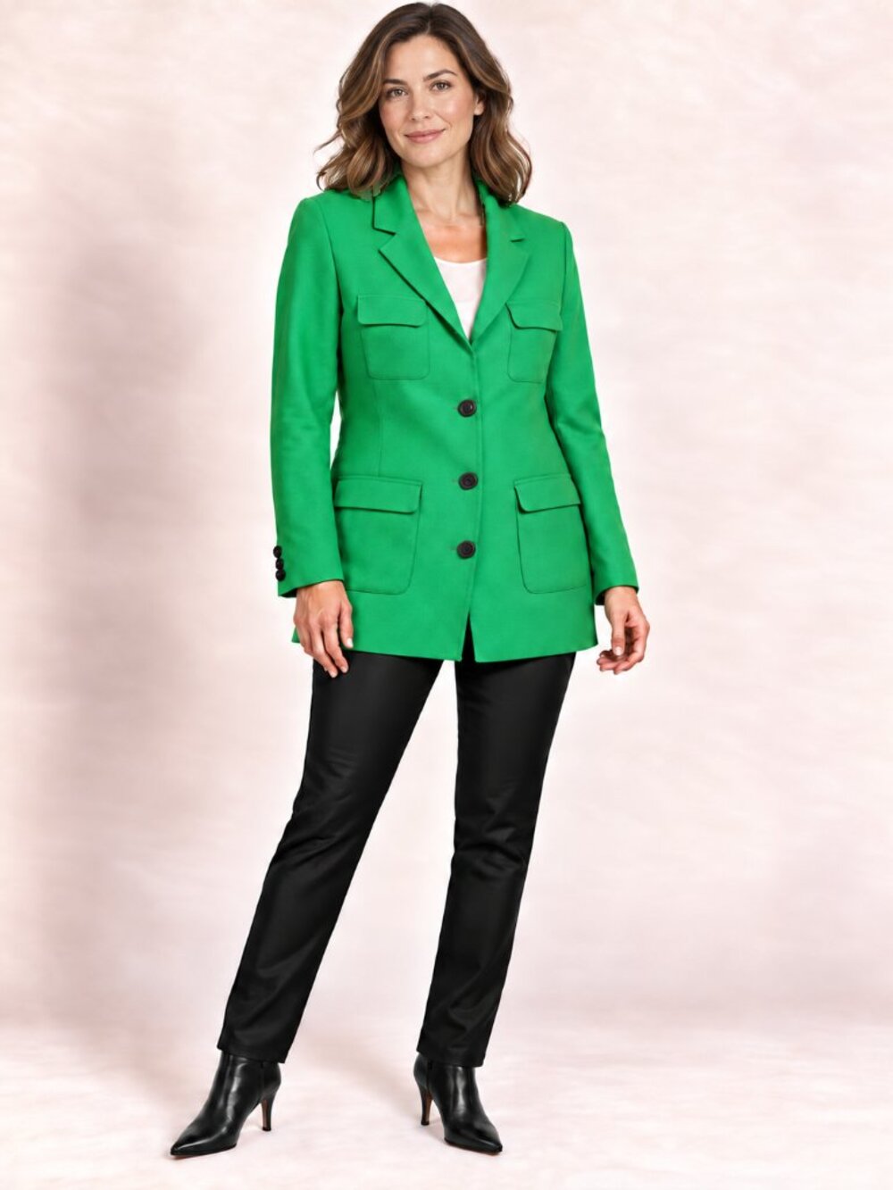 NWT Ellen Tracy Company Emerald Green Long Blazer Jacket Size 10 Pockets